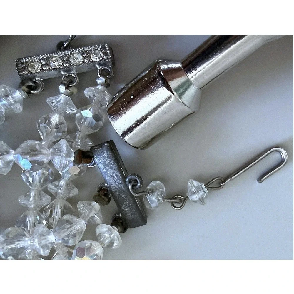 AB Glass Sugar Bead Multi‑Strand Necklace Vintage Sparkle 12